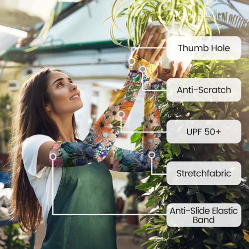 Image of YPHCDO Gardening Sleeves for Women Farm Sun Protection Thorn Proof Cooling Arm Sleeves to Cover Arms for Garden Sports
