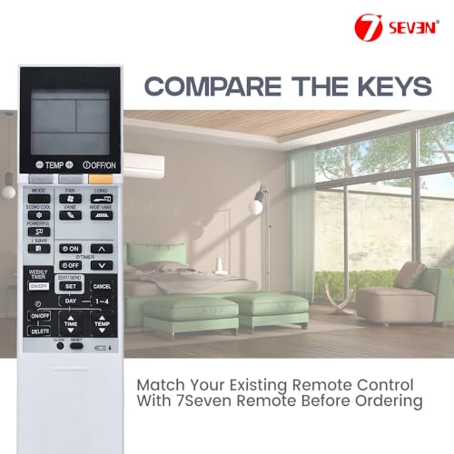 Image of 7SEVEN Compatible with Mitsubishi Electric Ac Remote E22T43426 Suitable Only on MSZ-GL25VGD MSZ-GL35VGD MSZ-GL42VGD MSZ-GL50VGD MSZ-GL60VGD Indoor Unit Model's 219, Match Key by Key Functionality