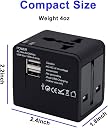 EYUVAA LABEL International Travel Adapter with Dual USB Charger Ports Worldwide Charger Power Plug for Mobile Phone, Laptop, Camera & Tablet Travelers to the US, Europe, UK & More (Black) gallery image