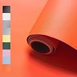 WADILE Peel and Stick Wallpaper 15.9in x 78.7in, Solid Color Contact Paper Waterproof, Vinyl Colored Wall Paper Self Adhesive, Textured Wallpaper Removable for Cabinets/Countertop, Orange