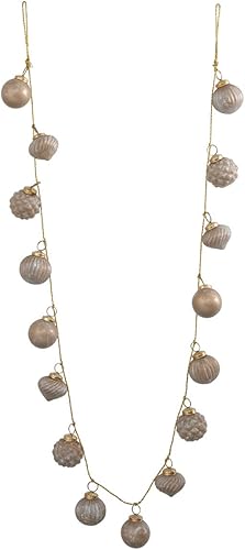 Vista 31 de Creative Co-Op Guirnalda de adorno de bola de vidrio de mercurio en relieve, crema mate envejecida