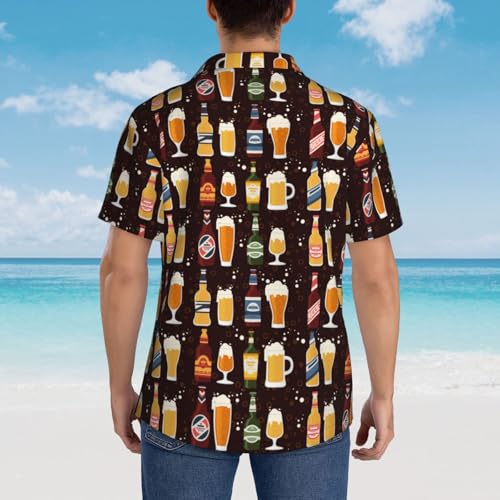 Beer Bottles Pattern Men's Casual Button-Down Shirts Hawaiian Shirt Short Sleeve-4