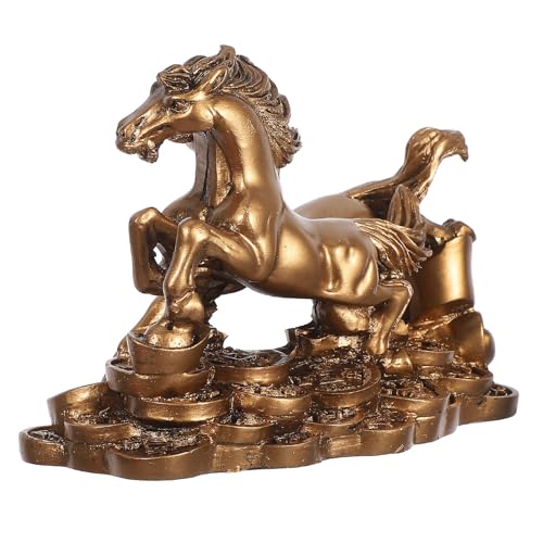 JOINPAYA 家居装飾にな樹脂製馬置物 安定した広い台座付き躍動感あふれる馬彫刻 リビングや玄関に活力を与える縁起の良いインテリアオブジ