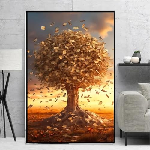 Arbre de la fortune tableau abstrait pour raviver un mur blanc de salon sans cadre 60x80
