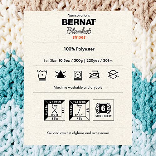 Image of Bernat Blanket Stripes Gray Matters Yarn - 2 Pack of 300g /10.5oz - Polyester - 6 Super Bulky - 220 Yards - Knitting, Crocheting & Crafts, Chunky Chenille Yarn