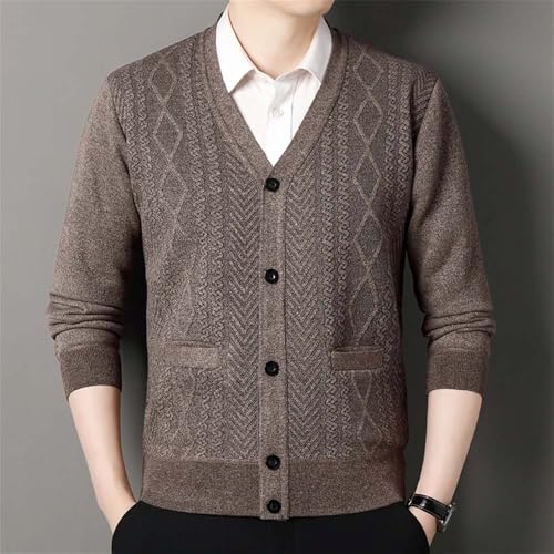 Men V Neck Knit Cardigan Sweater Casual Fit Button Front Long Sleeve Pullover Knitwear4
