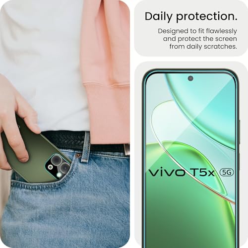 Image of FIRST MART Tempered Glass for Vivo T5x with Black Camera Lens Protector & Installation Kit | HD Clear, Edge-to-Edge, Scratch Resistant, Case-Friendly | Pack of 1