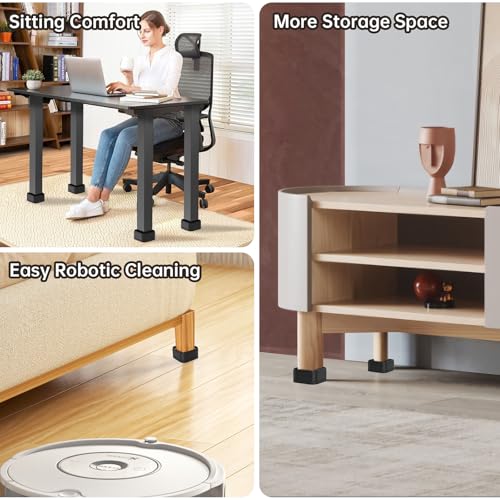 appacare 20 Pack Furniture Risers Adjustable Bed Risers Desk Leg Risers 1.38\",Bed Lifts Risers Square Bed Raising Blocks for Table/Desk/Couch/Chair/Sofa/Bed/Cabinet - Thumbnail 6