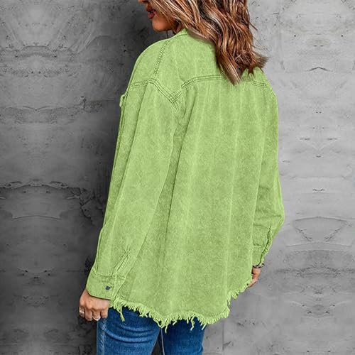 2025 New Women's Casual Denim Button Down Distressed Jacket4