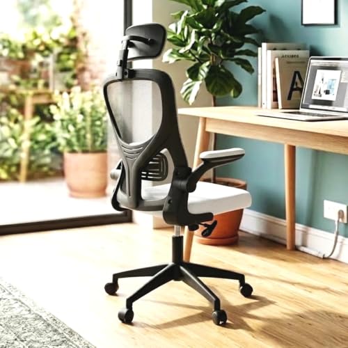 Image of Casa Copenhagen White Black | High Back Imported Mesh Fabric Boss Office Chair | Y Design Ergonomic Back Support | 2D Aero Design Adjustable Armrests | Synchro Tilt Lock Mechanism
