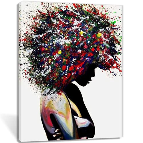 African American Wall Art Portrait Woman Colorful Graffiti Canvas Posters Creative Black Woman Home Decor for Living Room Bedroom Abstract Woman Poster (Wonder Woman,16x24inch-Unframed)