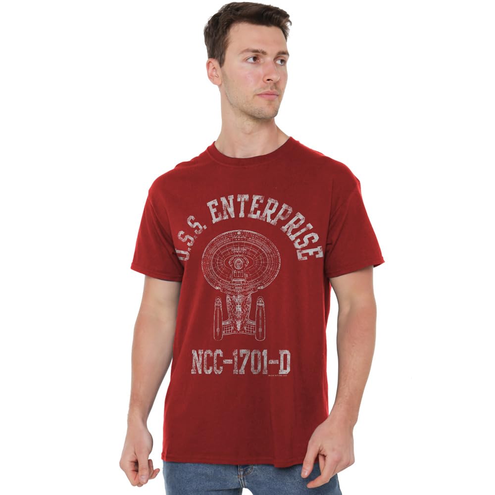 Star Trek Enterprise D Athletic T-Shirt - Men's - XXL - Red