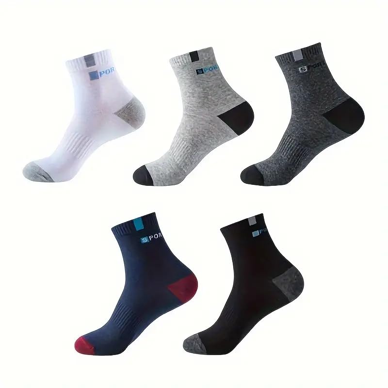 5 pairs of men's/women's low-top ankle socks, thin sports casual socks (black)