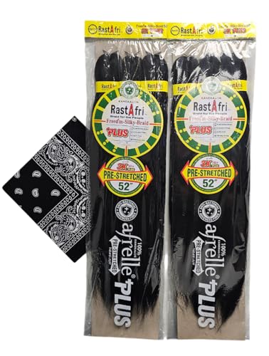 RastAfri Pre-Stretched Silky Braiding Hair 3X with...