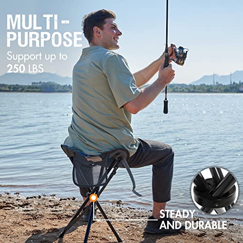 Image of Portal Tall Folding Tripod Stool for Outdoor Camping Walking Hunting Hiking Fishing Travel, Support 225 lbs