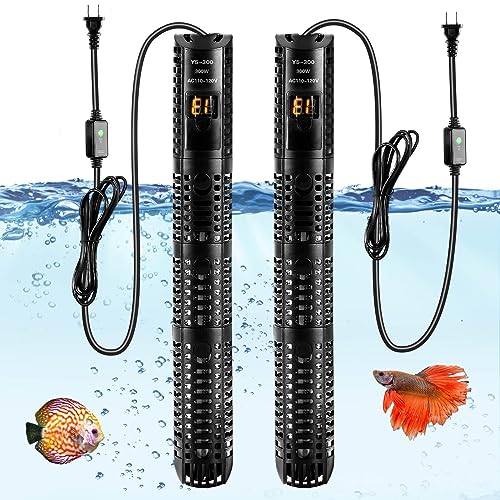 Snapklik.com : JenEk Aquarium Heater 300W, 2 Pack Fish Tank Heater