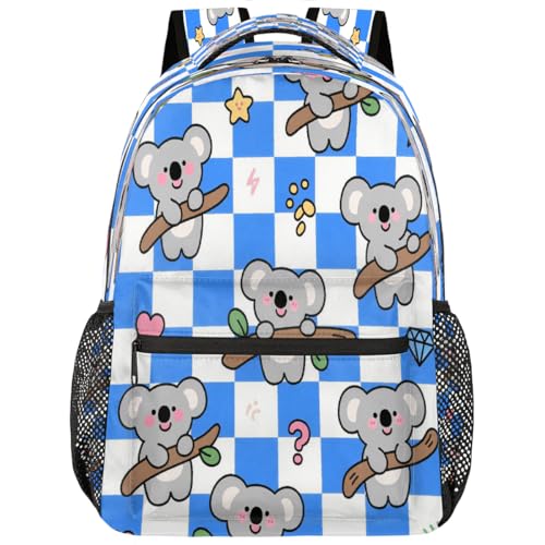 Mochila azul a cuadros ligera para ordenador de 15.6 pulgadas