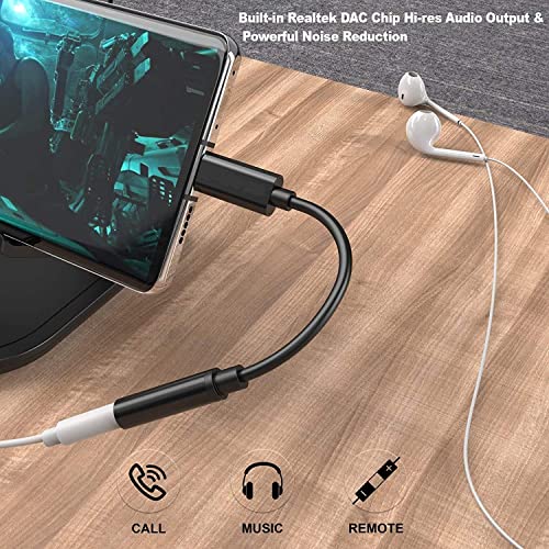 Image of Samsung Type C to 3.5mm Headphone Jack, Upgrade 32bit Hi-Fi Sound Compatible with Samsung Galaxy S24 /S23 /S22 /S21 /S20 (Ultra /Plus /Fe), Note 20 /20+ /10,Flip /S /A /F /M Series (Black)