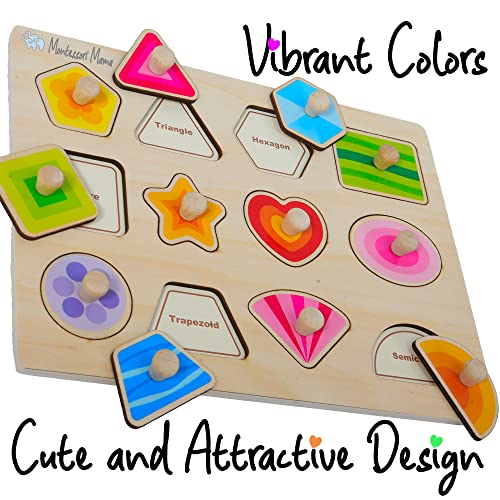 MONTESSORI MAMA Pegged Wooden Puzzles for Toddlers 3, 3-Pack Toddler Learning Toys for Toddlers, Toddler Puzzles Ages 3-4, Alphabet Puzzles for Kids Ages 3-5, Gift for Three Year Old and Up