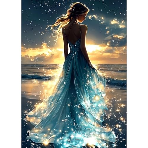 DAERLE Fantasie Mädchen Diamant Painting Bilder für Erwachsene Anfänger, 5D Fee Diamond Painting Set, DIY Strass Bilder Diamant Kunst Kits, Diamant Painting für Zuhause Dekor 30x40 cm