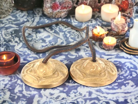 Tingsha-Becken mit Drachen-Gravur, 6 cm, Bronze-Meditationsglocken, tibetisches Tingsha mit Lederband, authentische Ritualmusikinstrumente