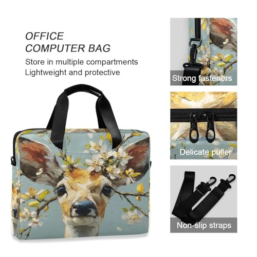 Bolso para laptop de hombro con estampado Floral Deer miniatura 5