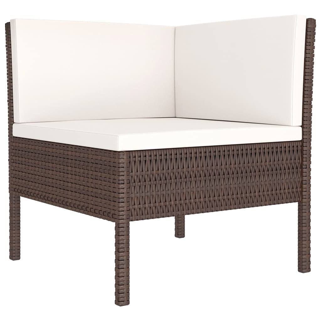 vidaXL Divani da Giardino Set 3pz con Cuscini Salotto Sofà Dormeuse Canapè Ottomana Divanetti Poltrone Sedute Arredo in Polyrattan Marrone