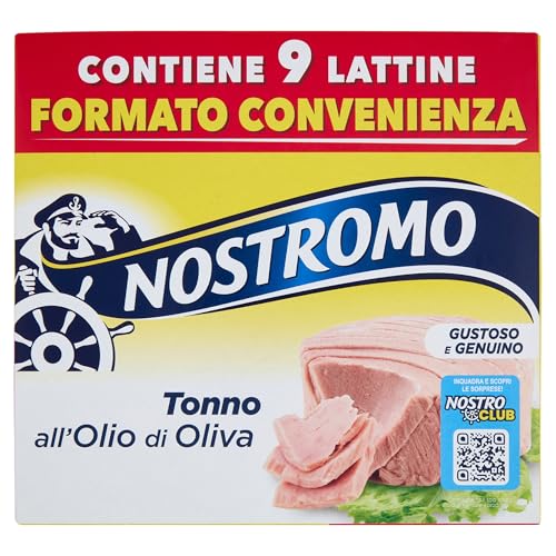 Nostromo - Tonno all'Olio di Oliva, Multipack 9 Lattine da 60g - Fonte di Proteine, Senza Conservanti