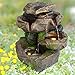 Produktbild 230V Gartenbrunnen Brunnen Zierbrunnen Zimmerbrunnen Brunnen Springbrunnen Vogelbad Stein-Kaskade Schwarzwald mit LED-Licht Wasserfall Wasserspiel für Garten, Gartenteich, Terrasse