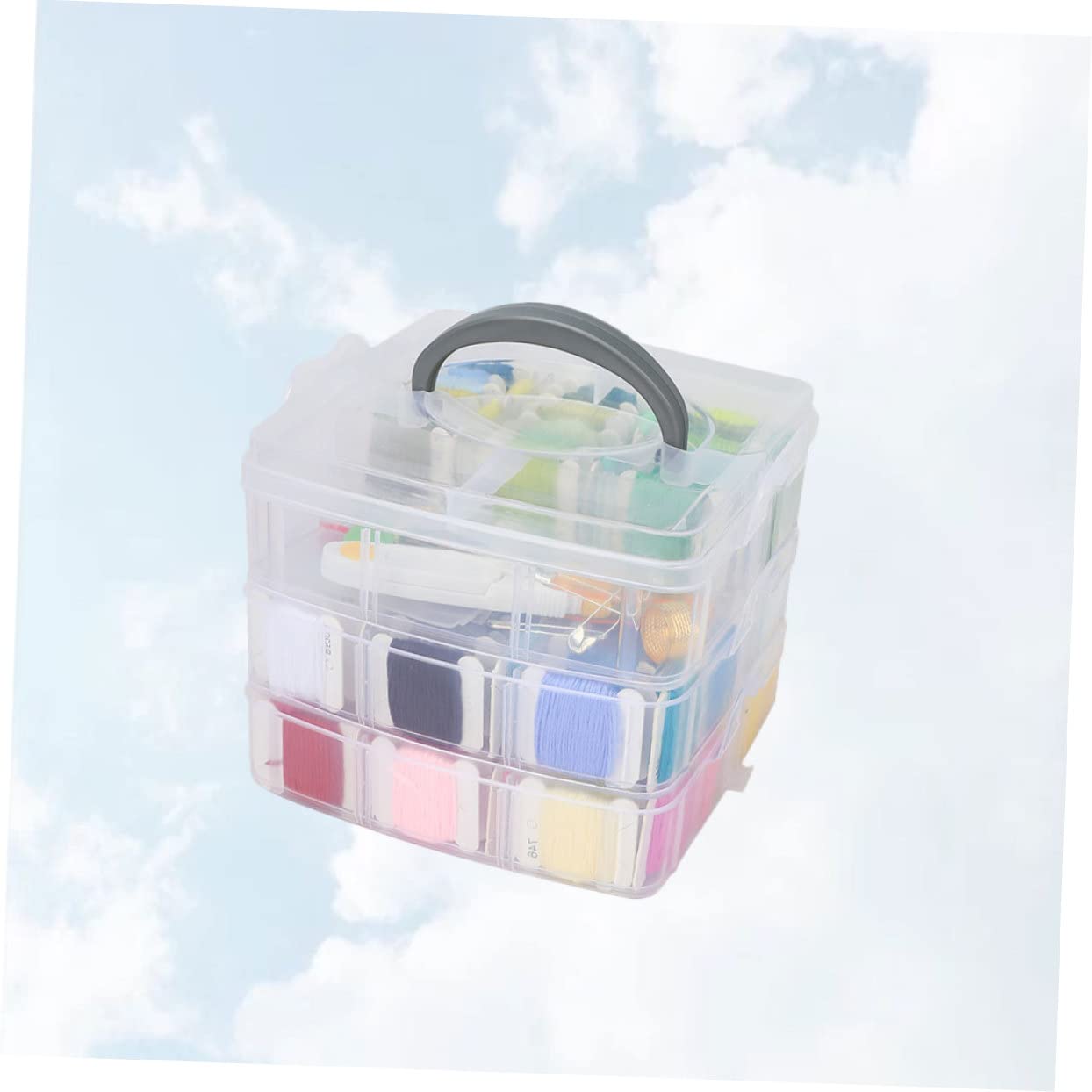 Lurrose Kit da Ricamo 150 Pezzi con Fili Avvolti e Accessori | Scatola per Conservazione Inclusa, Componenti in Metallo e Plastica, per Casa e Cucito, per Donna e Ragazza