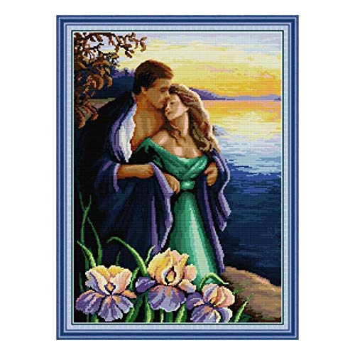 Kit Punto a Croce Timbrato Amante 2 contato kit punto croce stampato tela stampata ricamo set 14ct 11ct fai da te fai da te handmade artigianale ( Color : White , Size : 11CT White Canvas )