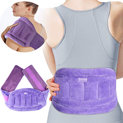 SuzziPad Heating Pad for Back Pain Relief and Cramps, Microwavable Heat Wrap with Velcro Straps for Lumbar, Waist, Stomach, Neck Shoulder, Microwave Heating Pad with Moist Heat, Warm & Cold Compress