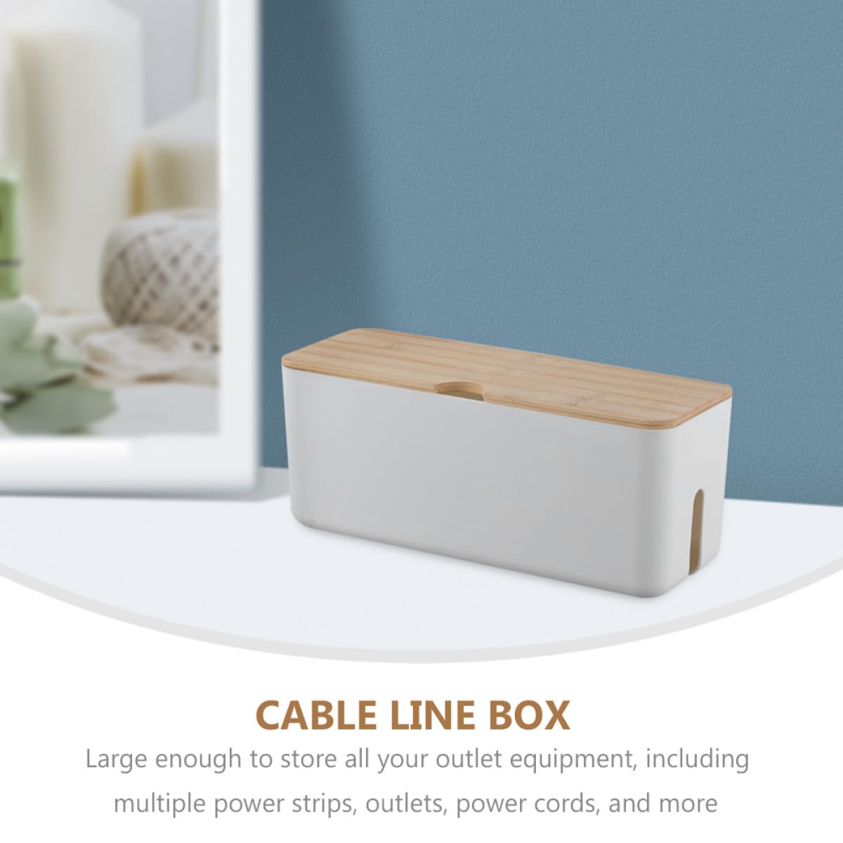 LABRIMP Scatola Organizer per Cavi di Ricarica Coperchio in Legno e Plastica, Salvaspazio e Dissipazione del Calore per Prese Multiple in Soggiorno e Camera