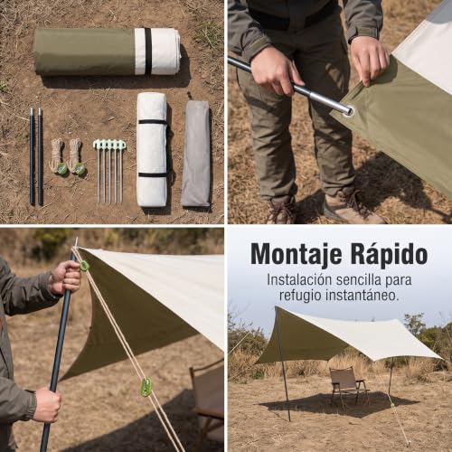 Lona Sombra Exterior Impermeable Ligera para Protección Solar en Camping 4