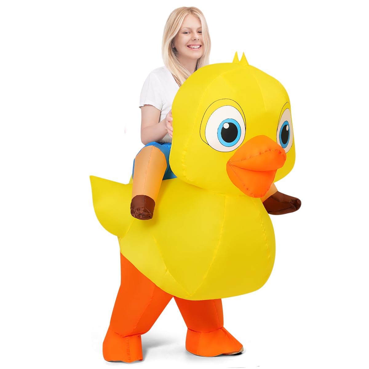 COMIN Inflatable Duck Costume Adult Halloween Blow up Funny Party Halloween Costume for Men/Women 63"