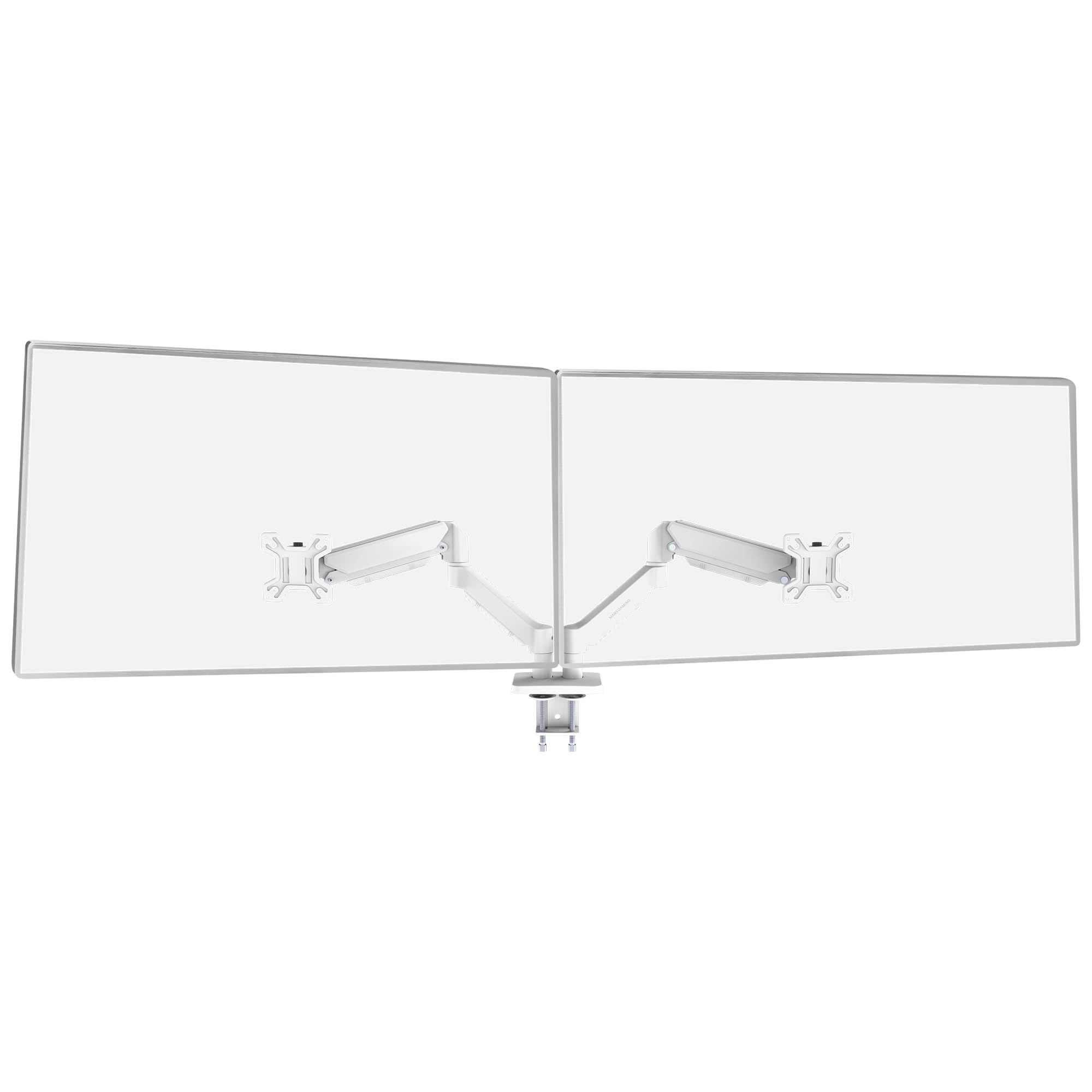 Mars Gaming MARM-PRO2, Soporte para Monitor Dual con Doble Muelle de Gas hasta 27”, Movimiento Articulado 360° y Altura Regulable, Compatible con VESA 75x75 y 100x100, Blanco