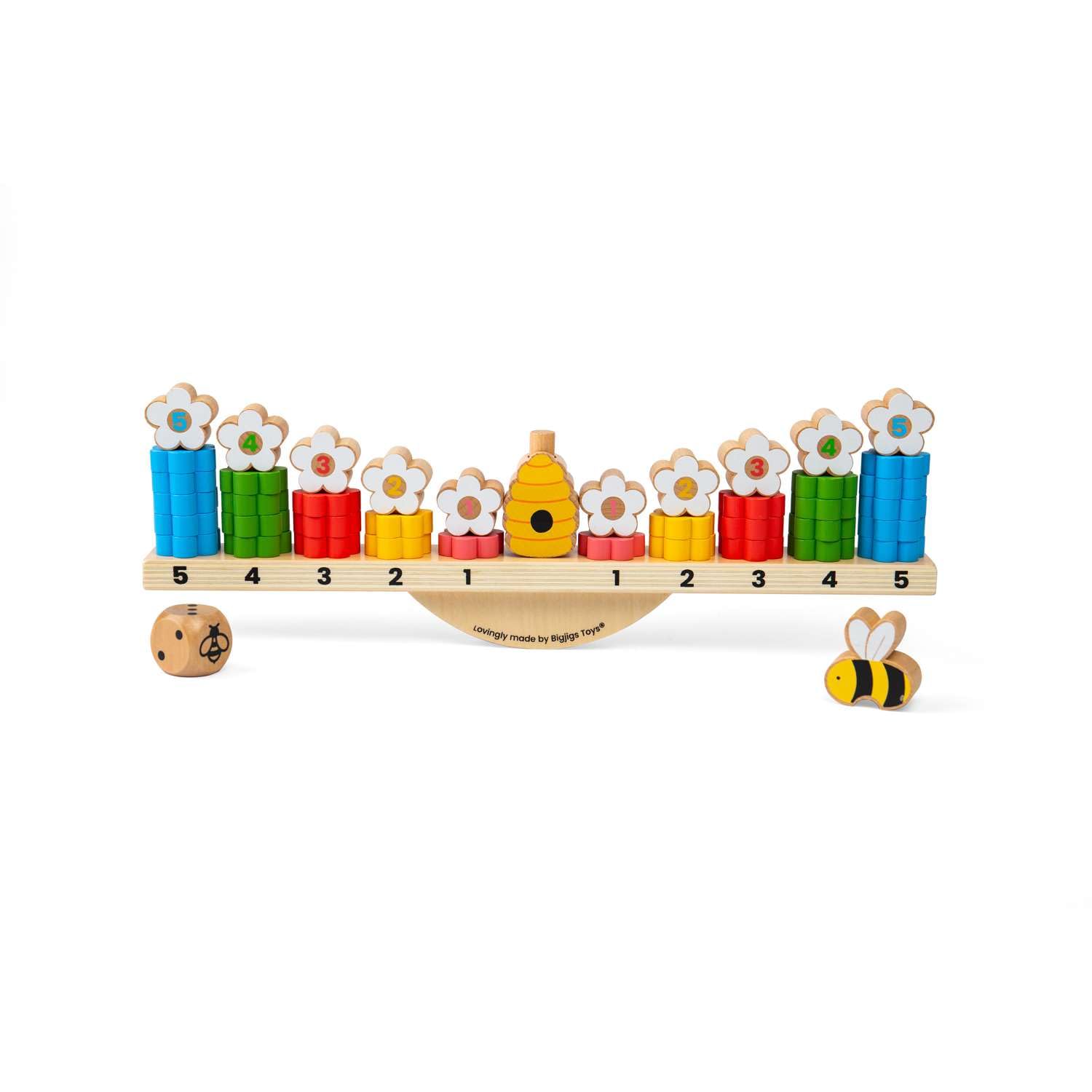 Bigjigs Toys Bee Balanced Spiel, 44-teiliges Holz-Stapel- & Balancespiel