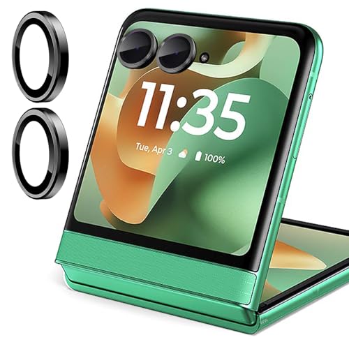 Zeking (2 Set) for Motorola Razr 60/ Razr 2025 Camera Lens Protector, Scratch-Resistant HD Clarity Ultra-Thin 9H Tempered Glass with Aluminum Edging, Individual Metal Lens Cover (Black)