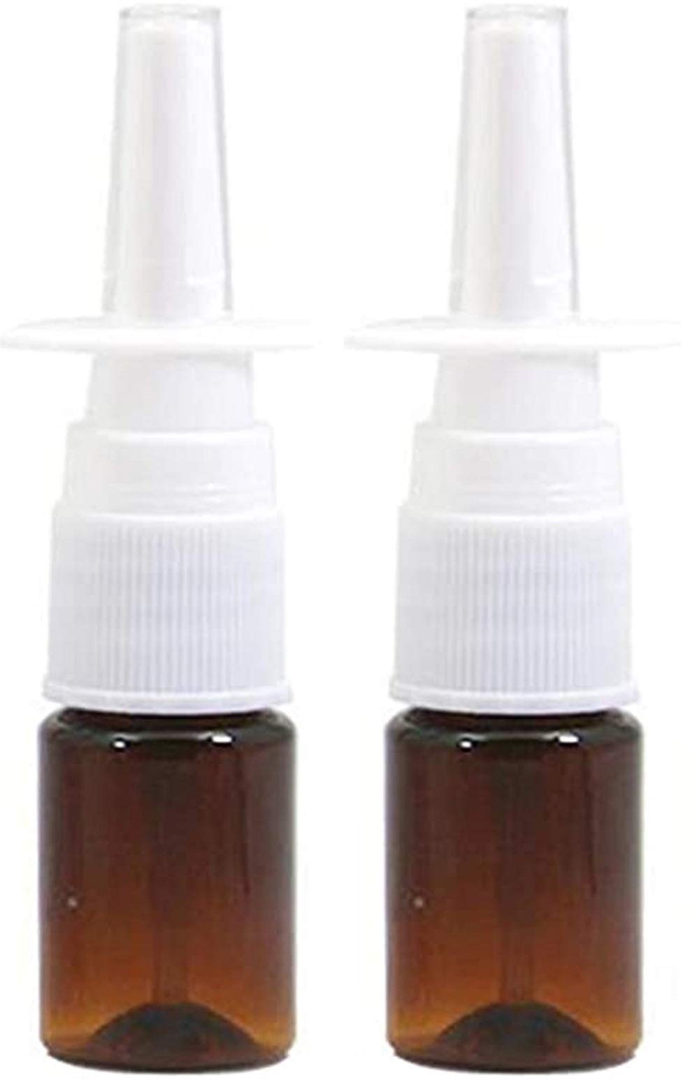 CMJ 2 x 5ml AMBER Empty Nasal Pump Spray Plastic Bottle Fine Mist Refillable