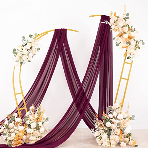 Image of Socomi Wedding Arch Draping Fabric 1 Panel 29 inch x 19Ft Burgundy Sheer Chiffon Curtain Drapes 6 Yards for Wedding Ceremony Birthday Party Decoration