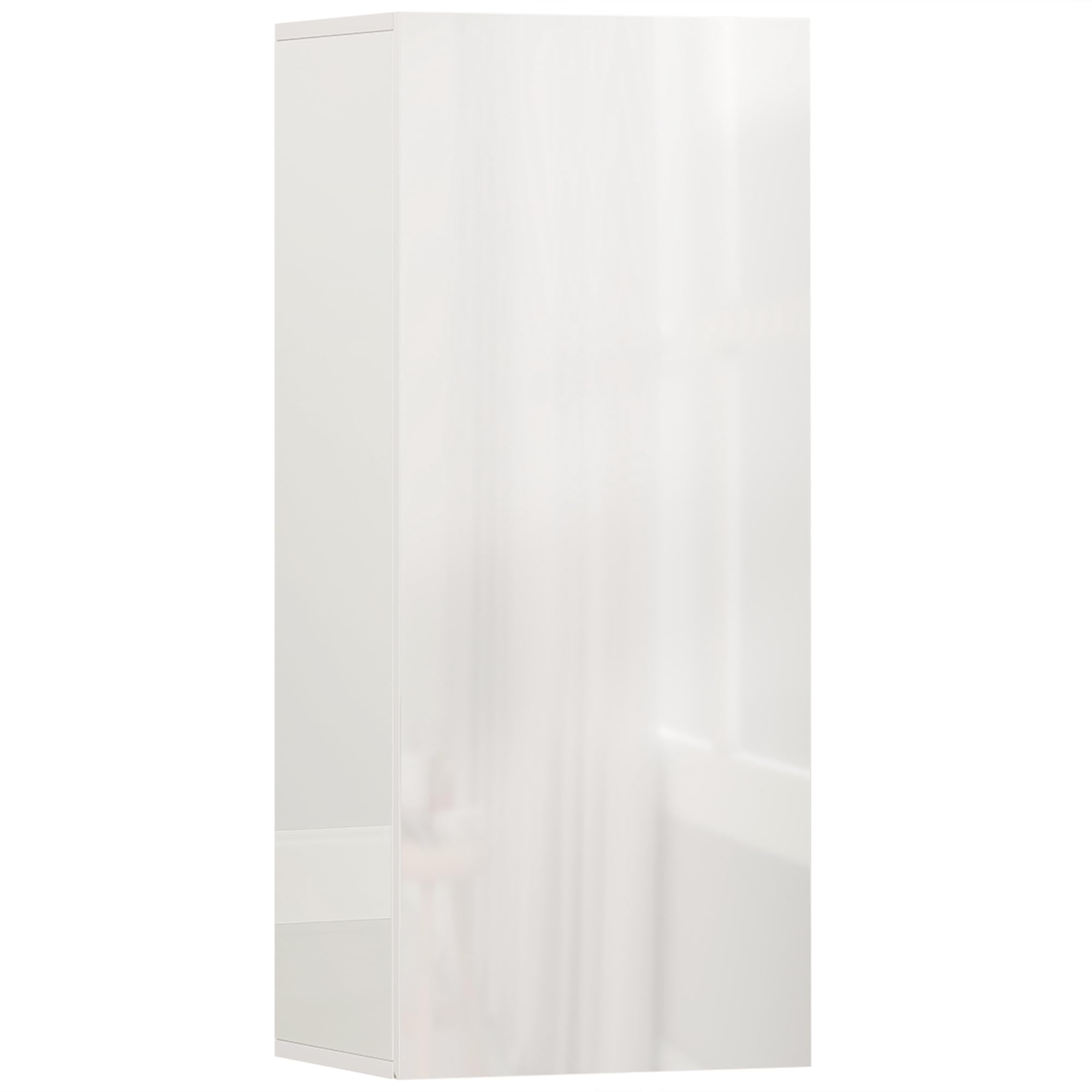 HOMCOM Mobiletto Bagno Sospeso con Anta Senza Maniglia, Pensile Bagno con 2 Ripiani in Vetro Temperato Regolabile, Mobile a Parete Multiuso, 30x23.4x71.2 cm, Bianco Lucido