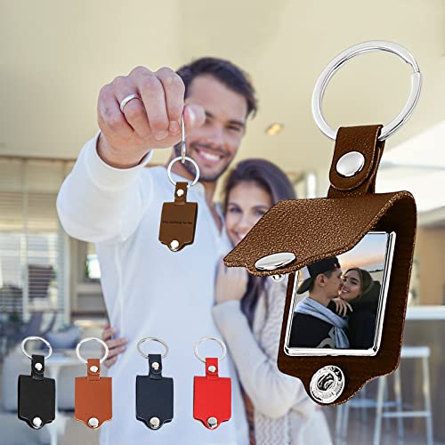 Yatediy Custom Picture Keychain With Leather Protection, Personalized Colorful Photo Customizable Text Key Chains For Family Lover (Red) #TOP5