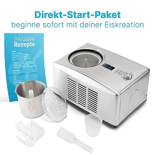 ProfiCook® Eismaschine & Jogurtbereiter in Einem | Eis in 20 min. | für bis zu 1500ml | Eismaschine mit Kompressor | für Eis & Frozen Joghurt | Inkl. Rezepte, Eisspachtel & Messbecher | PC ICM 1091 N – Bild 6