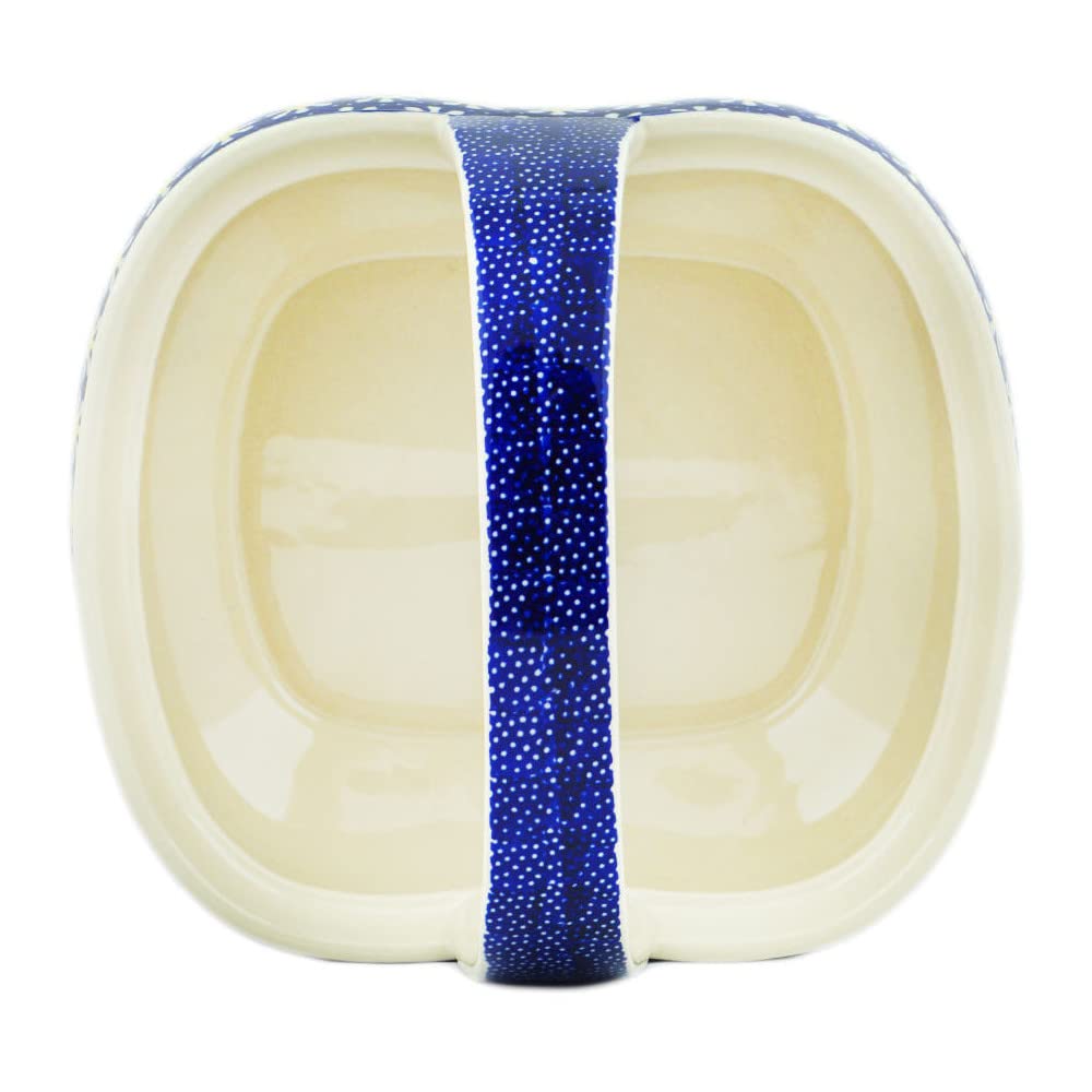Polish Pottery 10½-inch Basket with Handle (Daisy Theme) + Certificate of Authenticity