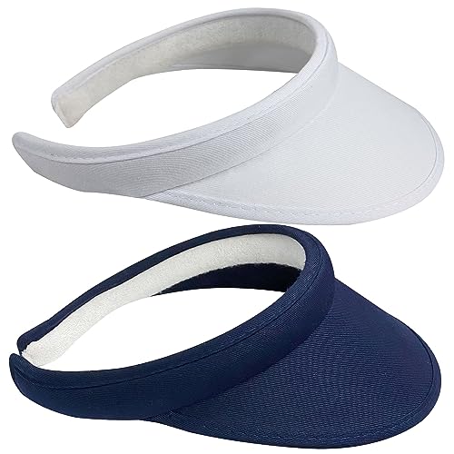Image of 2 Pack Sun Visor Hats Women Men Clip On Wide Brim Visors Hat Outdoor Sports Golf Beach Travel Tennis Caps