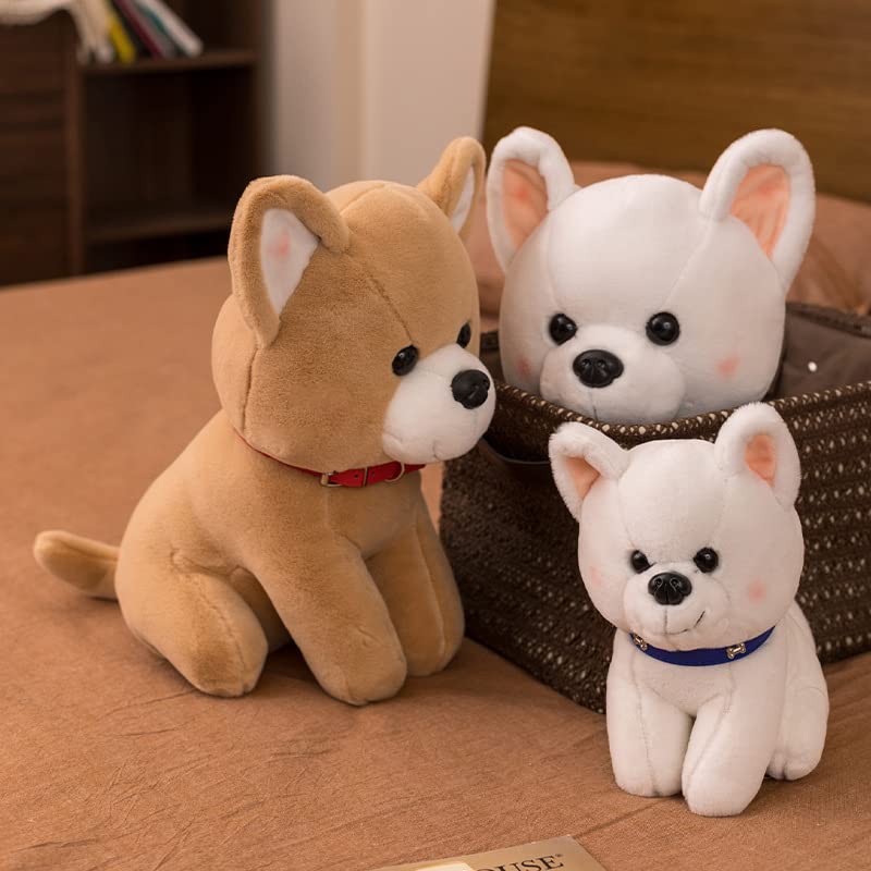 Lindo Juguete de Peluche Shiba Inu Perro Realista Almohada de Peluche Muñeca de Animales de Peluche para niños Niños Regalo de cumpleaños de Navidad Blanco 45cm
