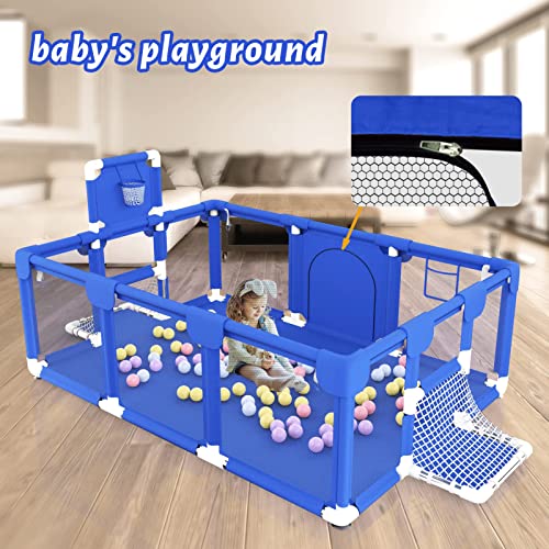 Bouncats Baby Playpen, Kids Baby Ball Pit, Playpen For Babies,Indoor & Outdoor Playpen For Babies And Toddlers, Infant Safety Gates With Breath (Blue-2) #TOP5