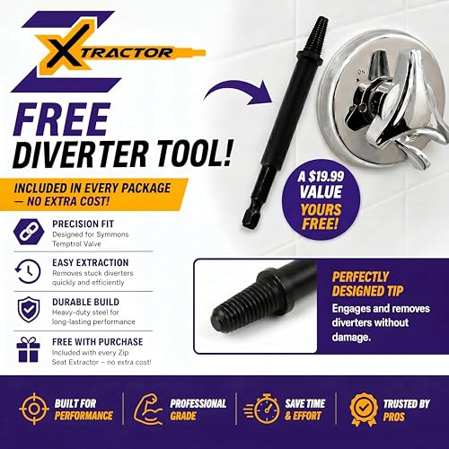 Image of Zip Seat Power Tool Extractor Set for Symmons Temptrol Valves, Set Includes Extractor Classic, Extractor Evolve, Diverter, and Power Drill Bit