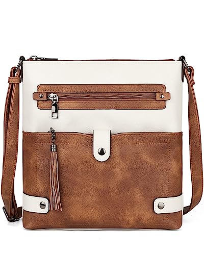 FADEON Crossbody Purses for Women Crossbody Bag, Designer Multi Pockets Shoulder Travel Purses with Tassel