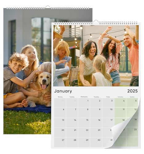 Personalised Photo Calendar A3 or A4 Custom Wall Calendar with 12 Photos Choose Start Month & Year 170gsm Silk Paper Wire-Bound Custom Gift for Family Friends or Home Office